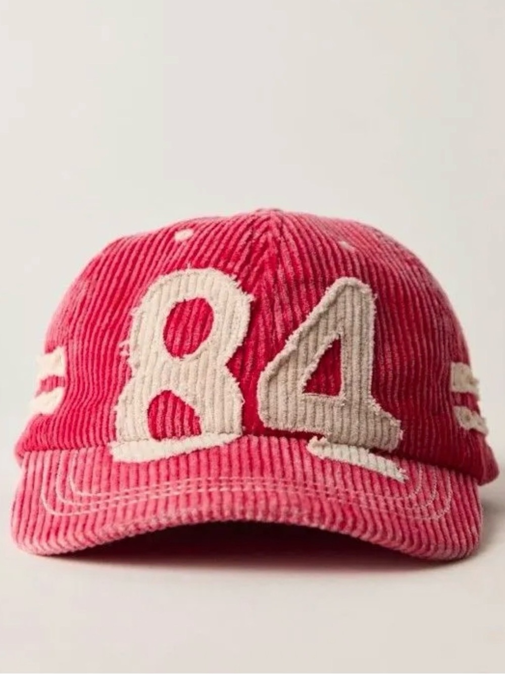 Free People Pink Corduroy '84 Patch Baseball Cap